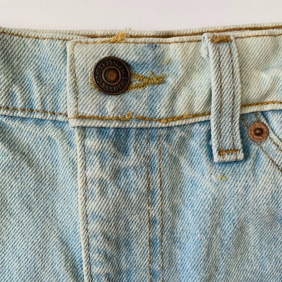 Levis Orange Tab Light Blue High Waisted Jean Shorts Fringe Distressed Boho - Picture 5 of 15